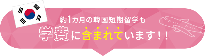 約1ヶ月の韓国短期留学も学費に含まれています！！