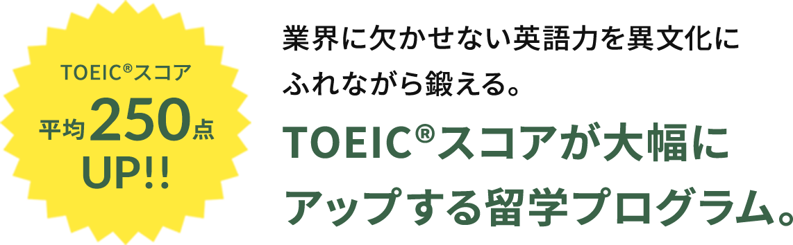 TOEIC®スコアが大幅にアップする留学プログラム。