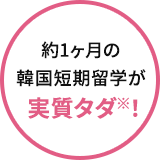 約1ヶ⽉の韓国短期留学が実質タダ※！