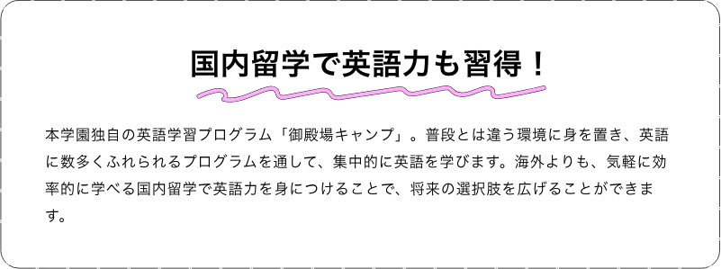 国内留学で英語力も習得！